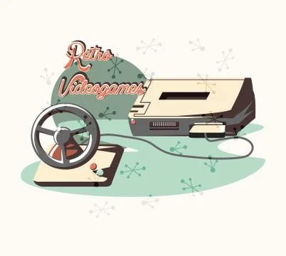 Video game retro with console Stock Illustration