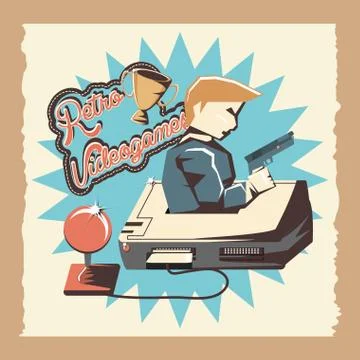 Video game retro with console Stock Illustration
