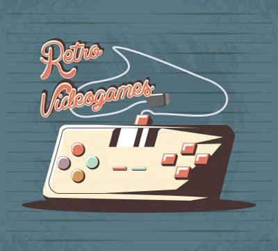 Video game retro with control Stock Illustration