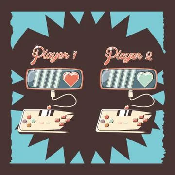 Video game retro with control Stock Illustration