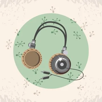 Video game retro with headset Illustrazione stock