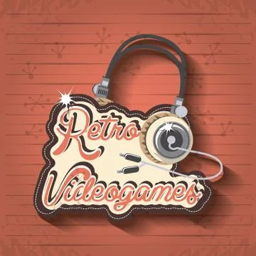 Video game retro with headset Stock Illustration