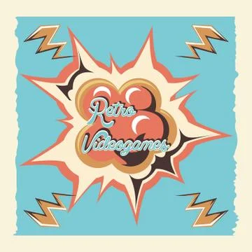 Video game retro label Stock Illustration