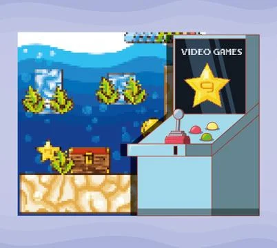 Video game scene interface with console Ilustração Stock