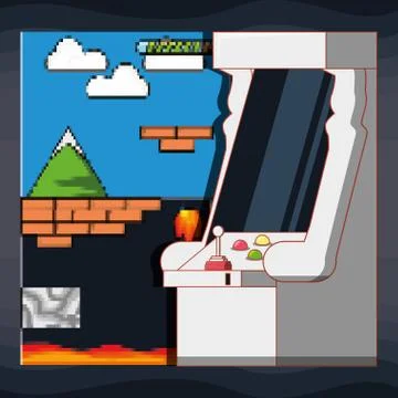 Video game scene interface with console Stock Illustration