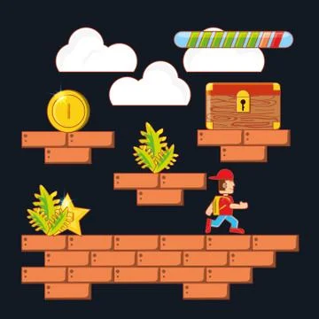 Video game scene interface Ilustração Stock