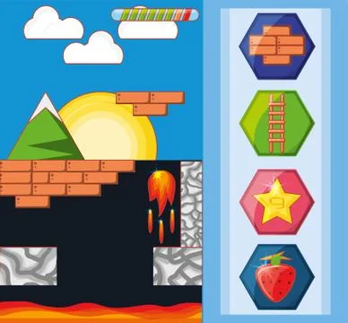 Video game scene interface Ilustração Stock