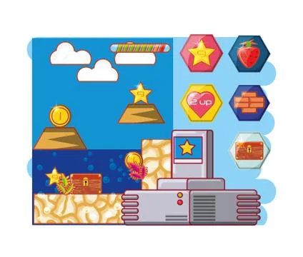 Video game scene interface Ilustração Stock