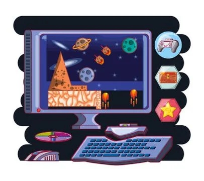 Video game scene interface Ilustração Stock