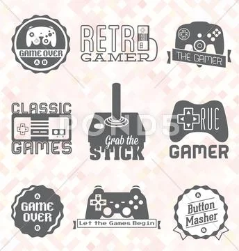Video Game Shop Labels and Icons Stock Illustration