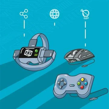 Video game technology set gadgets Stock Illustration