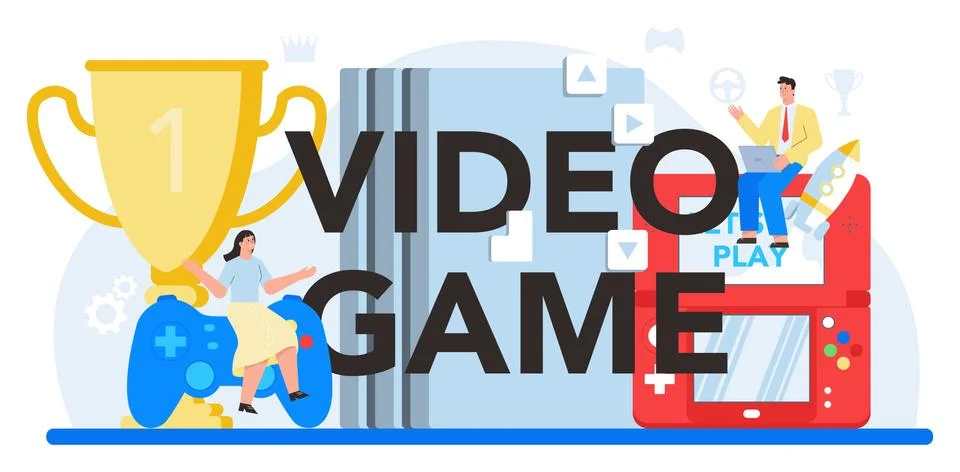 Video game typographic header. Creative process of a computer game Stock Illustration