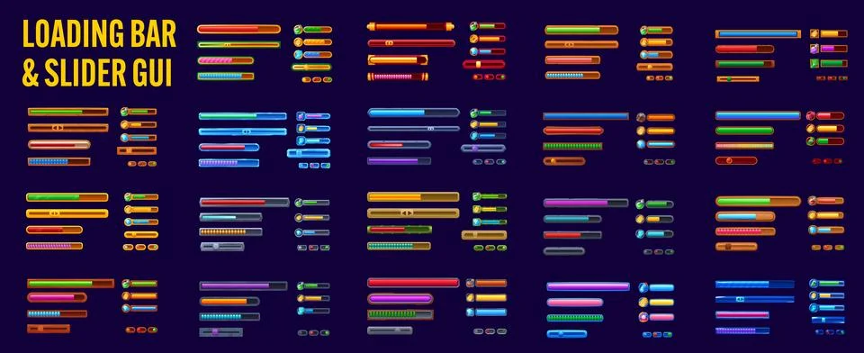 Video game UI interface with navigation buttons Stock Illustration