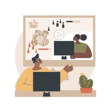 Video game walkthrough abstract concept vector illustration. Ilustración de archivo