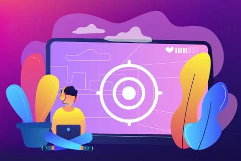 Video game walkthrough concept vector illustration. Ilustración de archivo