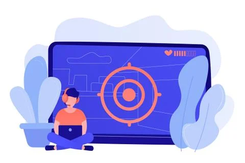 Video game walkthrough concept vector illustration. Ilustración de archivo