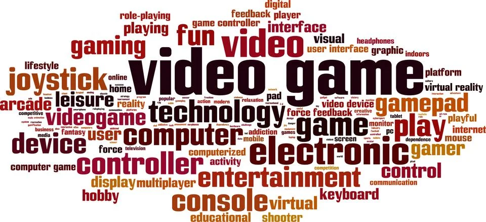 Video game word cloud Stock Illustration