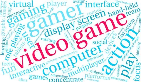 Video Game Word Cloud Illustrazione stock
