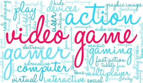 Video Game Word Cloud Illustrazione stock