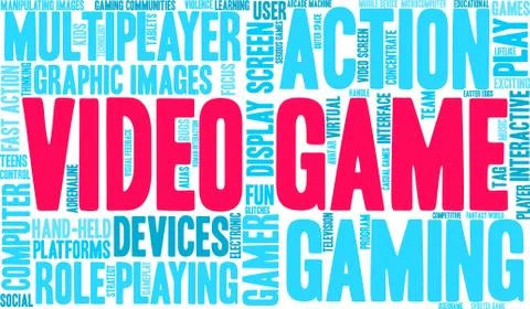Video Game Word Cloud 스톡 일러스트