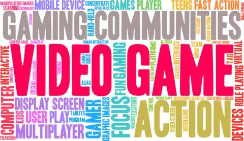Video Game Word Cloud Illustrazione stock