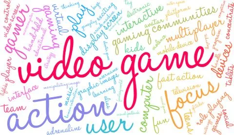Video Game Word Cloud Illustrazione stock
