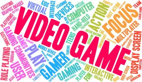 Video Game Word Cloud Illustrazione stock