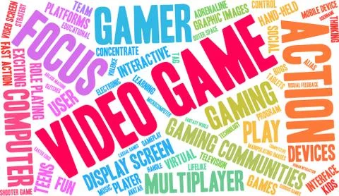Video Game Word Cloud Stock Illustration