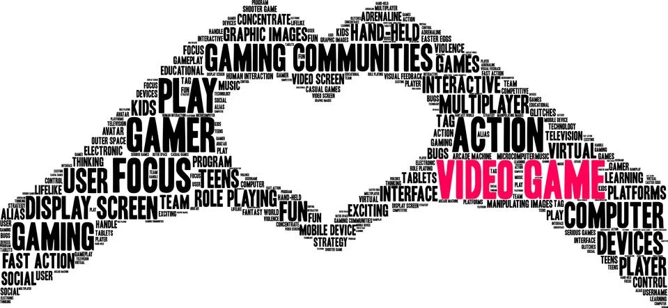 Video Game Word Cloud Illustrazione stock