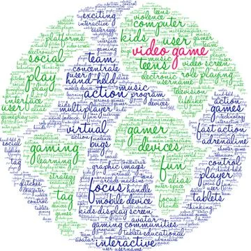 Video Game Word Cloud Illustrazione stock