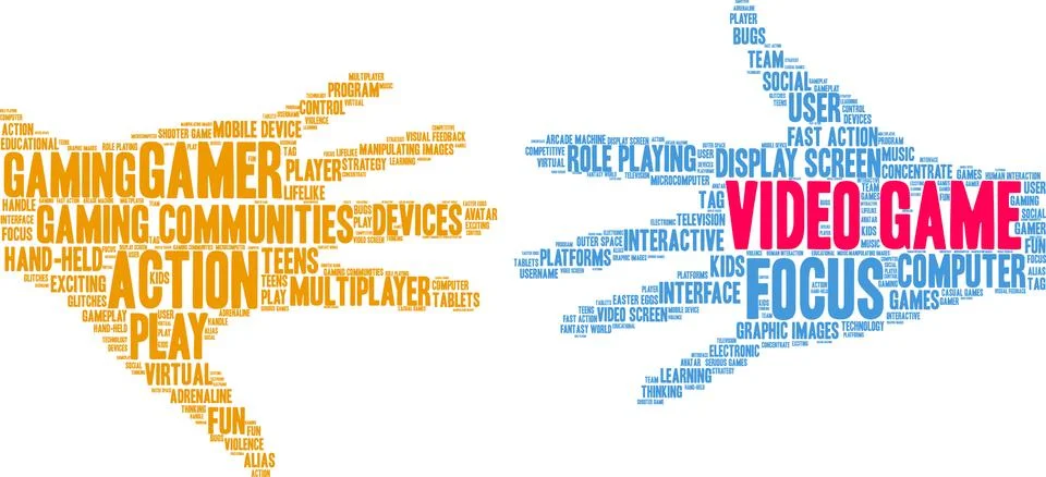 Video Game Word Cloud Stock Illustration