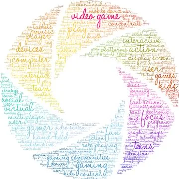 Video Game Word Cloud 스톡 일러스트