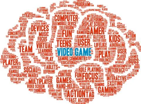 Video Game Word Cloud Illustrazione stock