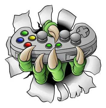 Video Gamer Game Gaming Controller Claw Hand Stock Illustration