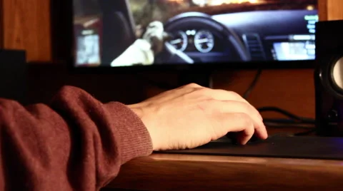 Video gamer using mouse Stock Footage 45458335