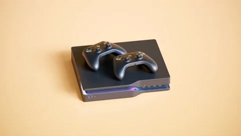 Video games concept. Realistic wireless gamepads with the game console. XBOX. Stock Footage 201225305
