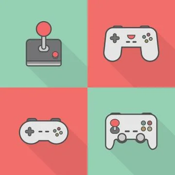 Video games controller flat design big shadow Stock Illustration