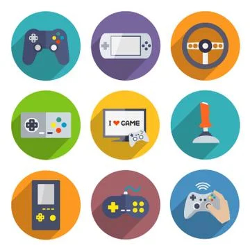 Video games controller icons set Stock Illustration