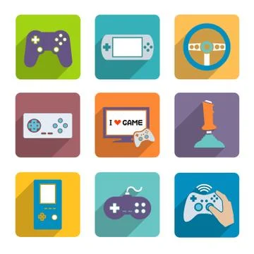 Video games controller icons set Stock Illustration