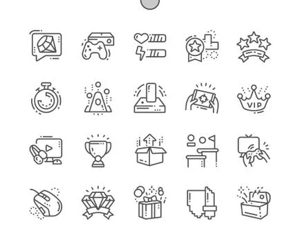 Video Games Well-crafted Pixel Perfect Vector Thin Line Icons 30 2x Grid for Web Stock Illustration