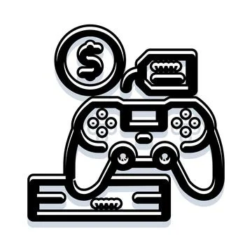 Video gaming with controller and monetary earnings Stock Illustration