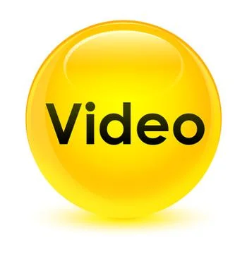 Video glassy yellow round button Stock Illustration