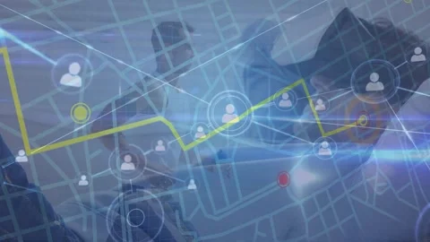 Video of global communication and computer networking with athlete running in Stock Footage 328149626