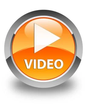 Video glossy orange round button Stock Illustration