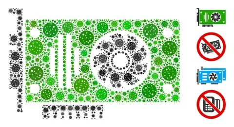 Video GPU Card Collage of Covid Virus Elements Stockillustratie