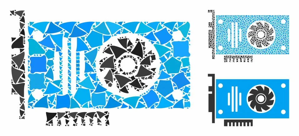 Video GPU card Composition Icon of Ragged Elements Stockillustratie