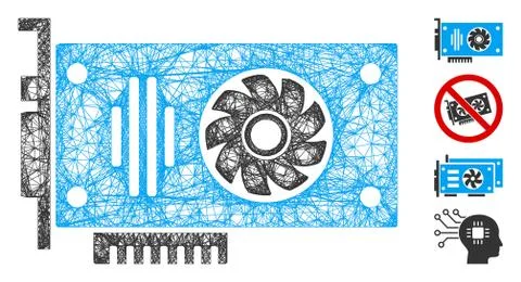 Video GPU Card Web Vector Mesh Illustration 스톡 일러스트