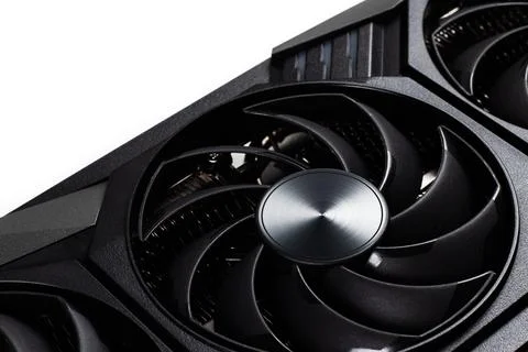 Video Graphics card with powerful GPU on white background. Professional vid.. Stock Photos