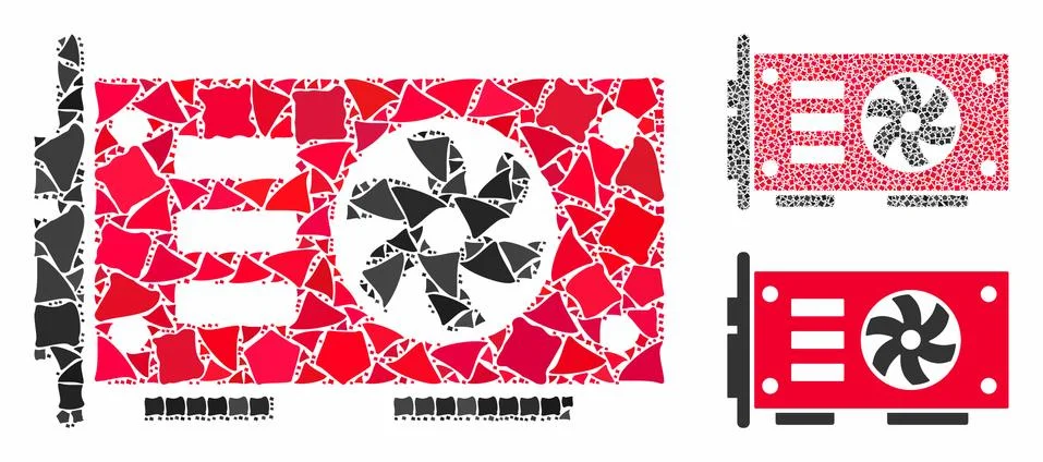 Video graphics GPU card Composition Icon of Inequal Elements 스톡 일러스트