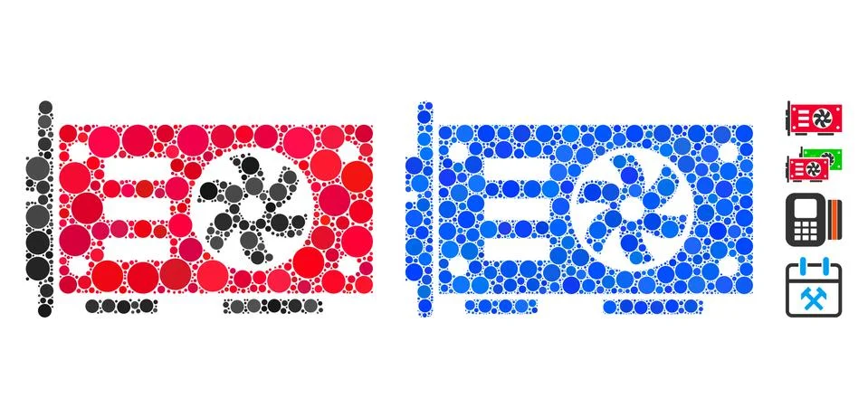 Video Graphics GPU Card Composition Icon of Round Dots Stock Illustration